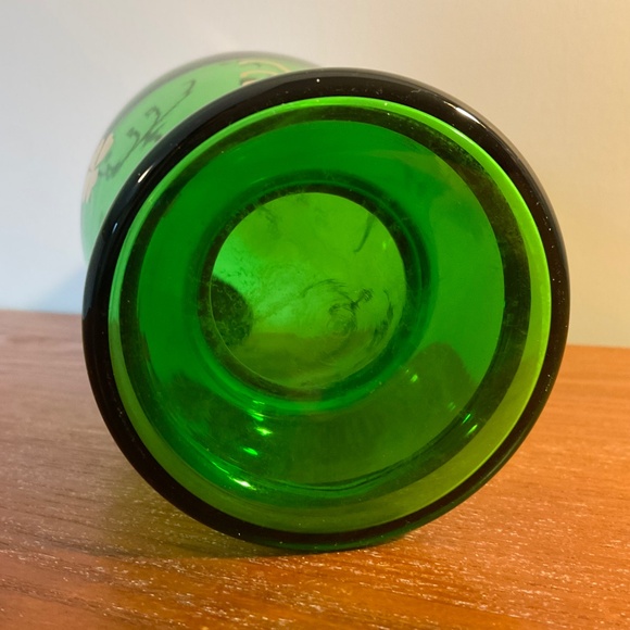 Vintage Bohemia Glass Green and Gold Four-leaf Clover Decanter - Czechoslovakia - Picture 13 of 16